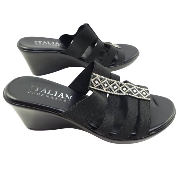 Italian Shoemakers Women's Black Elastic Sandals - Picture 7 of 10